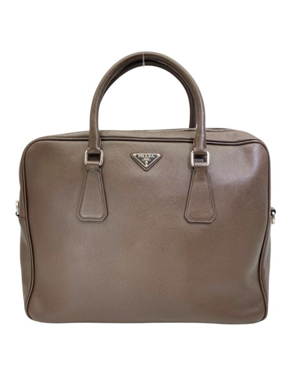 Prada Triangle Logo Business Briefcase Handbag Saffiano Leather